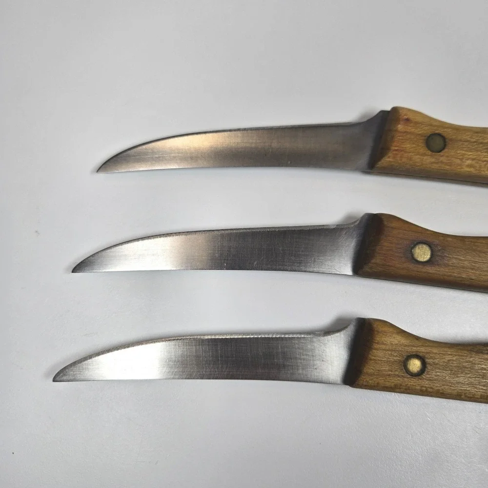 Chicago Cutlery C103 Steak Knives Set of 3 Wood Handle Brass Rivets USA Made